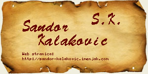 Šandor Kalaković vizit kartica